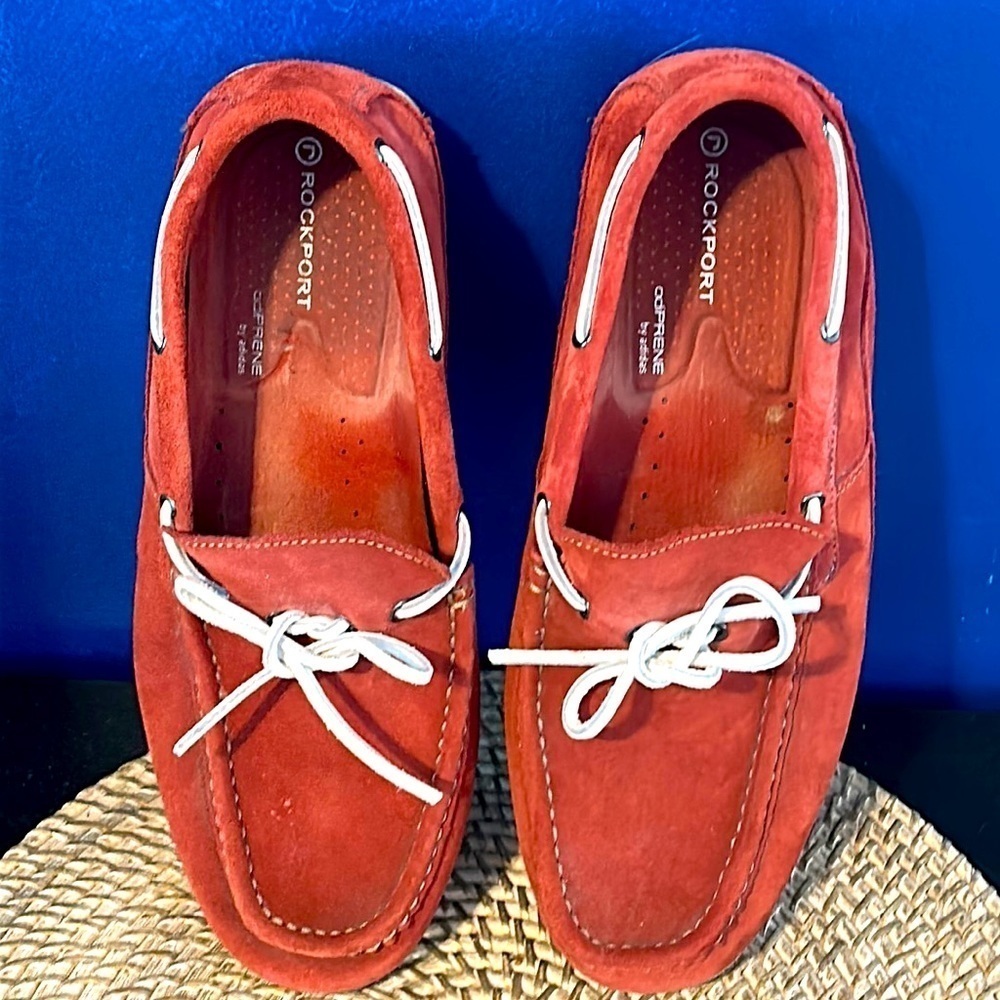 Men’s Red Rockport Leather Upper Suede Boat Shoes Size 13